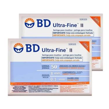 Imagem de Kit 20 Seringas BD Ultra-Fine 50UI Agulha 8mm x 0,3mm (30G) 0,5mL