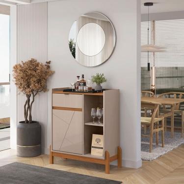 Imagem de Aparador Bar Bari Off White/Cedro - Casa D Móveis