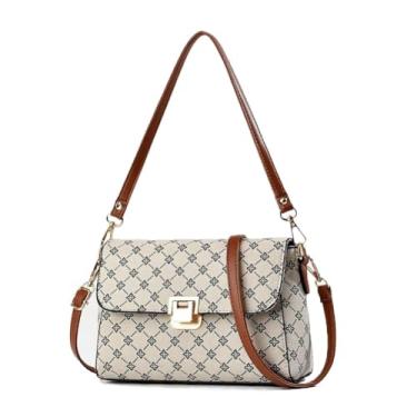 Imagem de preautool Bolsa de ombro de couro vegano pequena bolsa transversal feminina designer bolsa para celular carteira carteira alça ajustável, Bege3, Small