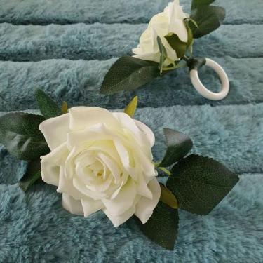 Imagem de Kit 06 Anéis Porta Guardanapo Argola Prendedor Mesa Posta Rosa Branca 