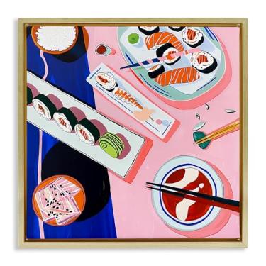 Imagem de Stupell Industries Vibrante Sushi Me Platter Gold Framed Floater Canvas Wall Art Design by Walker Noble, 18 x 18