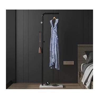 Imagem de ZzleoyuUUs-12 Suporte de casaco para pendurar no chão, cabideiro, quarto, simples, para casa, sala de estar, cabideiro, prateleira, tipo haste única, suporte para casacos (preto + branco, 170 cm)