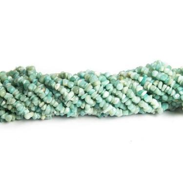Imagem de Fio Cascalho Pedra Agua Marinha Furado Para Fazer Pulseira - Cristaisd