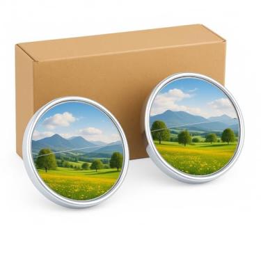 Imagem de Espelhos de ponto cego para carros, pacote com 2 espelhos convexos de vidro HD de 5 cm com base giratória de 360°, espelho retrovisor auxiliar à prova d'água e ajustável para carros, SUVs, caminhões