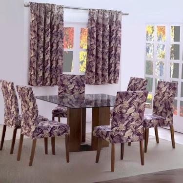 Imagem de Kit 6 Capas para Cadeiras de Jantar Floral Decorativas - Decoralle