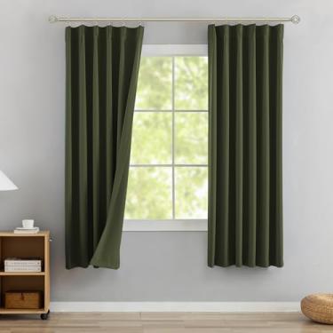 Imagem de DONREN Cortinas blackout plissadas Olive Pinch com aba traseira 101,6 cm L x 183 cm C