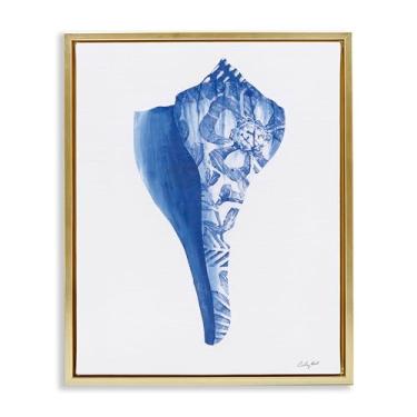 Imagem de Stupell Industries Chinoiserie Design de arte de parede em tela flutuante com moldura dourada concha do mar estampada por Courtney Prahl, 53 x 43 cm
