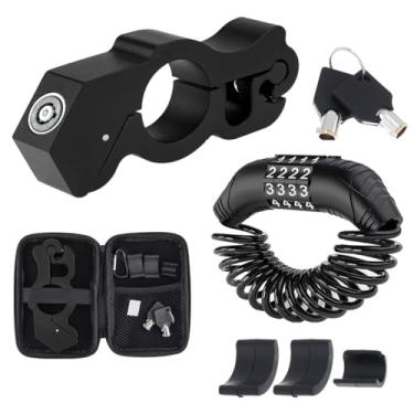 Imagem de Windance Kit antifurto para motocicleta, trava de freio para guidão + trava de capacete combinada com bolsa de armazenamento para motocicleta, quadriciclo e scooter (preto + preto)