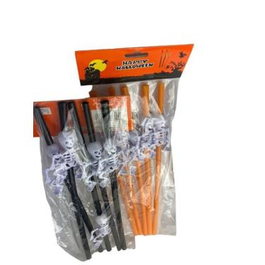 Imagem de Canudo C/Esqueleto Plástico Decoração 30un Halloween-30cm - Lynx , Pre