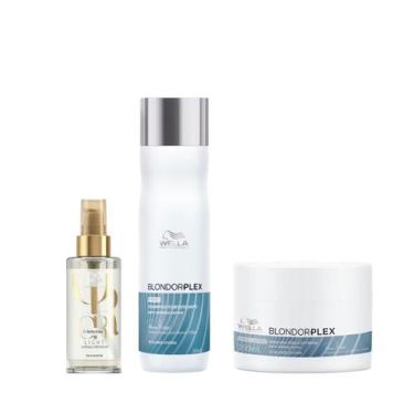 Imagem de Wella BlondorPlex Care Line Sh 250ml + Masc 150ml + Óleo Light 100ml -