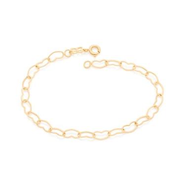 Imagem de Pulseira Feminina Banhada a Ouro 18k Com Corações 550683 - Rommanel