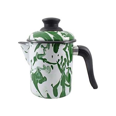 Imagem de Leiteira 10 Esmaltada Marmorizada Verde - 900 ml - Ewel