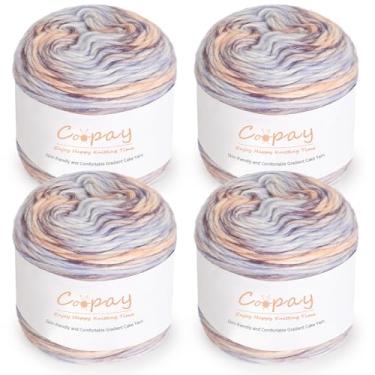 Imagem de 4 novelos de fio de bolo gradiente curto multicolorido premium – alta torção, antidesgaste e ultra-suave para crochê sem esforço, ideal para artesãos americanos, ensolarado