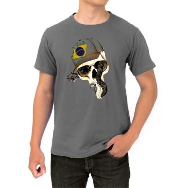 Imagem de Camiseta Personalizada Caveira com Boné - Mega Totóia, Cinza, GG