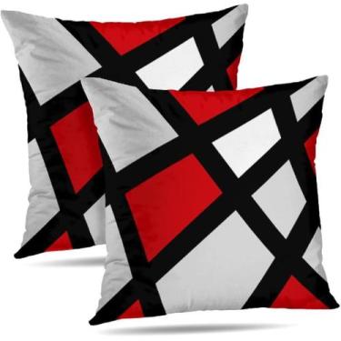 Imagem de Capa de travesseiro Alricc Modern Art Geometric 60x60cm Vermelha Preto