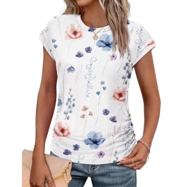 Imagem de Camisa feminina SAMPEEL, elegante e casual, manga curta, floral
