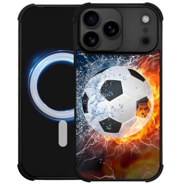 Imagem de DAIZAG Capa para Z10MJ Pro, [Compatível com Magsafe] Capa de telefone macia à prova de choque para meninos e homens, futebol de fogo no gelo
