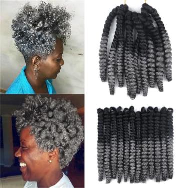 Imagem de Haolocs 3 pacotes Saniay Curl Crochet Tranças Curtas de Crochê Trança de Crochê Bouncy Torção Espiral Cachos Jamaicanos Extensões de Cabelo Torcido 20 Fios/Pacote (Cinzento, 15 x 50 cm)