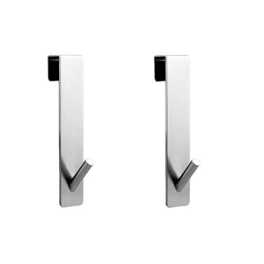 Imagem de Gancho para porta de chuveiro de banheiro em aço inoxidável em formato de S, suporte para pendurar sobre porta de vidro, acessórios para toalheiro de chuveiro, A, branco, 2 peças