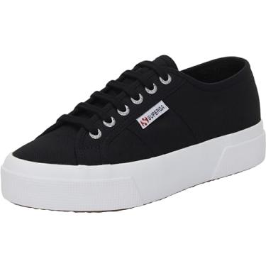 Imagem de Superga Tênis plataforma 2740 masculino e feminino – icônico tênis italiano masculino e feminino com cabedal de lona respirável, sola de borracha antiderrapante, Avorio preto, 35/36 BR