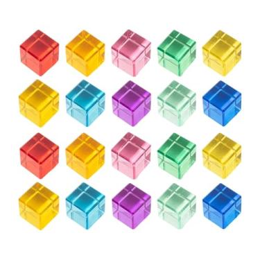 Imagem de simhoa 20 peças de blocos de empilhamento de acrílico GEM, brinquedos educativos, aprendizagem sensorial pré-escolar, empilhador de arco-íris para crianças, Cubo