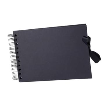 Imagem de Colaxi Álbum de fotos de scrapbook, livro de memórias, escrita, laço, álbum decorativo, livro faça você mesmo para formatura, projeto de artesanato familiar, Preto