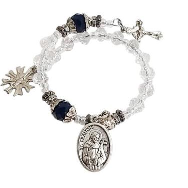 Imagem de Pulseira Consagração Terço dezena cristal medalhas Santo Antônio São F