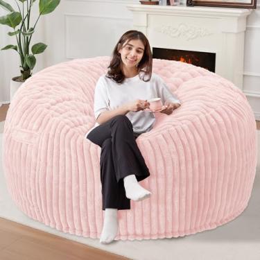Imagem de Homguava Cadeira de pufe de 1,8 m, saco de feijão grande de 1,8 m, cadeiras gigantes para adultos com enchimento de espuma de memória, confortáveis e grandes, pufes macios com capa de pelúcia com fio