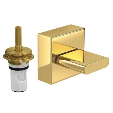 Imagem de Acabamento para registro de pressão 1/2' e 3/4' com mecanismo 1/2 volta Polo, Gold, Deca, 4916.GL33.PQ