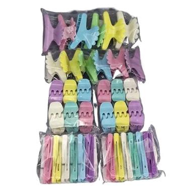 Imagem de kit 60 acessórios de piranha bico de pato presilha salão tridente prendedor de cabelo(pastel)