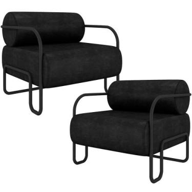 Imagem de Kit 02 Poltronas Decorativa Pés Industrial Moscou K01 material sintéti
