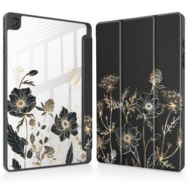 Imagem de May Chen Capa para Samsung Galaxy Tab A9 Plus 27.9 cm 2023, suporte de lápis embutido com capa à prova de choque, capa traseira transparente transparente, despertar/hibernar, floral abstrato