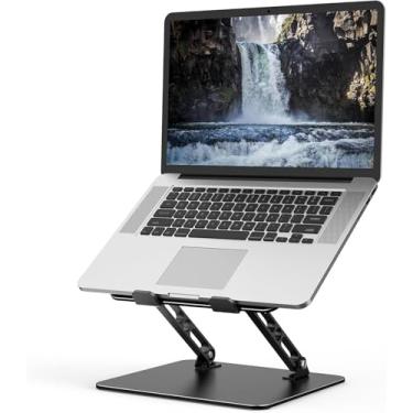 Imagem de ANDORAMY Suporte ajustável para laptop, dobrável de metal, suporte portátil para laptop, suporte de resfriamento ventilado para notebook compatível com laptops de 10 a 17 polegadas