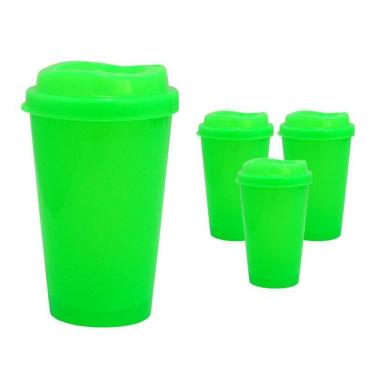 Imagem de Kit 4 Copos Mug Verde Neon 320Ml Plástico Premium