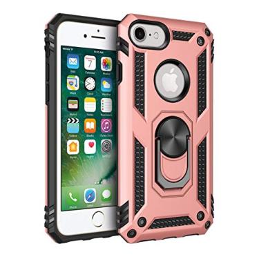 Imagem de SORAKA Capa para iPhone SE 2022/2020 com suporte de anel capa armadura capa para iPhone 8 capa para iPhone 7 capa traseira de policarbonato rígido com placa de metal para suporte magnético de telefone