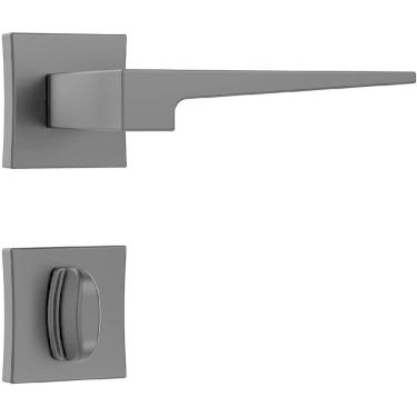 Imagem de Fechadura Classic Polaris 3200 com Roseta Quadrada para Banheiro Black - 40753 - STAM