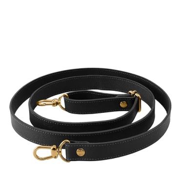 Imagem de Alça Transversal de Couro Bovino Legítimo Ajustável C/Mosquete Dourado P/Bolsa Mariart 2 cm (Preta)