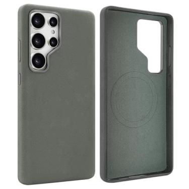 Imagem de Capa magnética de couro com suporte giratório 360 para Samsung S24 S25 Ultra, capa de carregamento sem fio (para Galaxy S25 Ultra/cinza A)