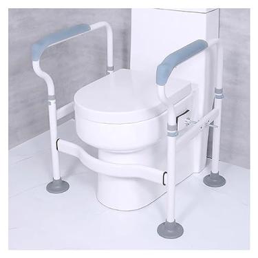 Imagem de Estrutura de trilhos de segurança de vaso sanitário para idosos com alças de assistência de banheiro independentes barras de apoio braços para idosos deficientes largura e altura ajustáveis para qualquer vaso sanitário