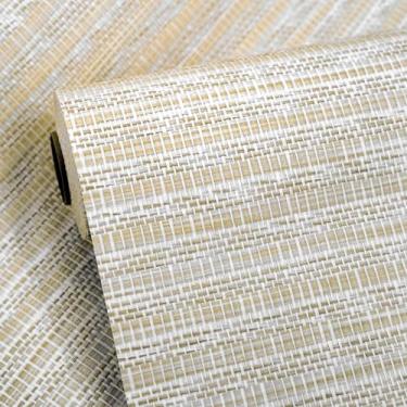 Imagem de Ansehan Wallcovering W904 Coleção de toldos 91 cm L x 8 jardas C, tecido de grama, tecido de papel natural, textura moderna, revestimento de parede para sala de estar, quarto, arenito de parede