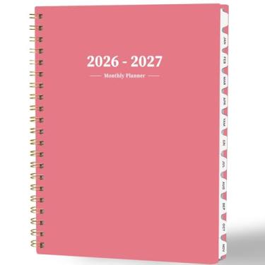 Imagem de Ymumuda Agenda 2025 - Agenda mensal 2025-2026, janeiro de 2025 a dezembro de 2026, 21,6 cm x 28 cm, agenda grande com encadernação espiral, perfeita para agenda escolar e escritório, rosa