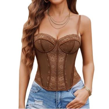 Imagem de Traje de Halloween, espartilho Avidlove, blusa, corpete, renda, marrom