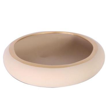 Imagem de Vaso Ikebana Baixo Cerâmica Fosca Decor de Plantas Garden - Bege Gold 