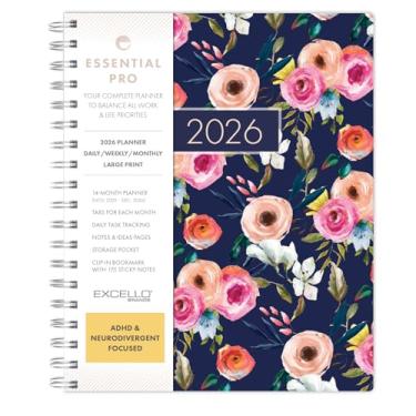 Imagem de Essential PRO 2026 Agenda diária, semanal e mensal, 17,8 cm x 23 cm: 14 meses (novembro de 2025 a dezembro de 2026) abas mensais, rastreamento diário, páginas de notas, bolso de armazenamento