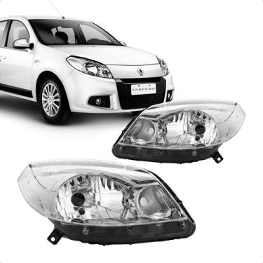 Imagem de Farol Dianteiro Direito Cromado Regulagem Manual Foco Simples Encaixe H4 Lente Acrílica Carcaça Plástica Compatível Com Sandero 2012 2013 2014 E Stepway Substitui Sem Adaptações
