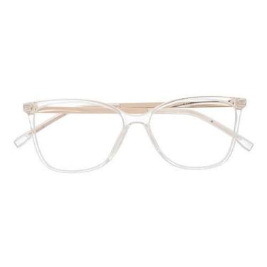 Imagem de Armação Óculos Grau Feminino Quadrada Perpétua Transparente - Shark Óc