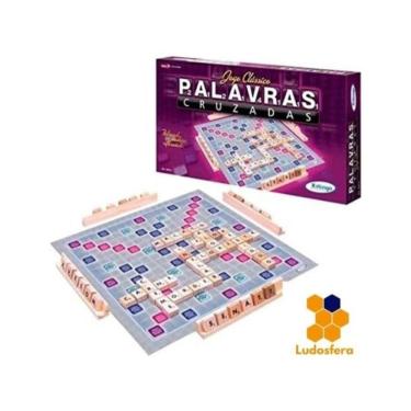 Imagem de Jogo Palavras Cruzadas Clássico Tabuleiro Peças Em Madeira