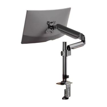 Imagem de Suporte para monitor único braço, suporte de mesa ajustável para monitor único cabe no máximo 35 polegadas, 10 kg, braço de montagem para monitor de liga a gás com braçadeira e base de ilhós, braço