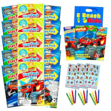 Imagem de Set of 15 Kids Play Packs Fun Party Favors Coloring Book, Crayons, Stickers, Loot Bags, More (Blaze and the Monster Machines)