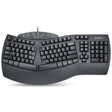 Imagem de Teclado Ergonômico Dividido com Fio Recarregável Reduz a Tensão das Mãos com Teclas Programáveis, PERIXX PERIBOARD 512B, Preto